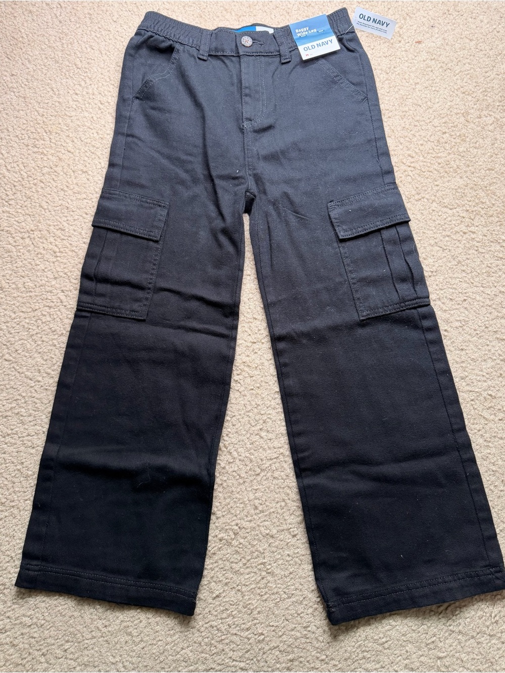 Old Navy Girls' Black 100% Cotton Baggy Wide Leg Pants Medium